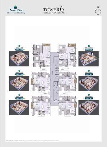 Floor Plan in 3 BHK Apartment at EIPL Corner Stone, Gandipet – for Sale