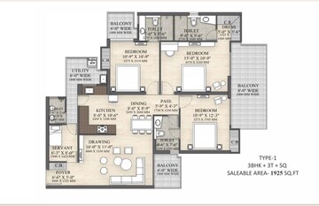 Floor Plan in 3 BHK Apartment at Irish Platinum, Sector 10 Greater Noida – for Sale