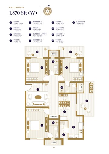 Floor Plan in 3 BHK Apartment at ASBL Loft, Financial District – for Sale