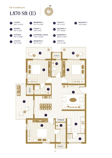 Floor Plan in 3 BHK Apartment at ASBL Loft, Financial District – for Sale