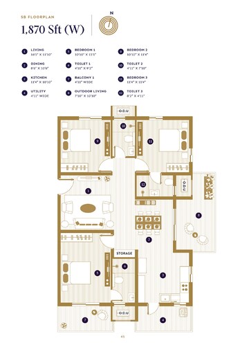 Floor Plan in 3 BHK Apartment at ASBL Loft, Financial District – for Sale