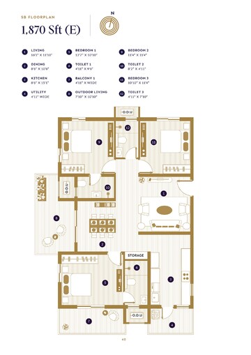 Floor Plan in 3 BHK Apartment at ASBL Loft, Financial District – for Sale