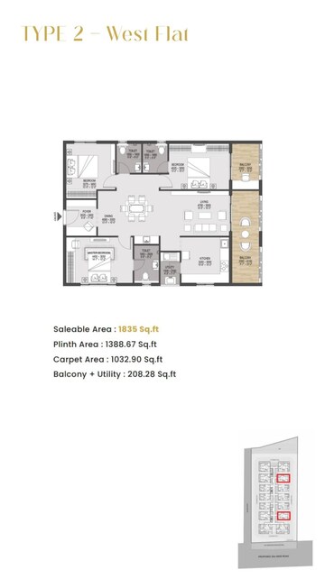 Floor Plan in 3 BHK Apartment at Velmala – for Sale
