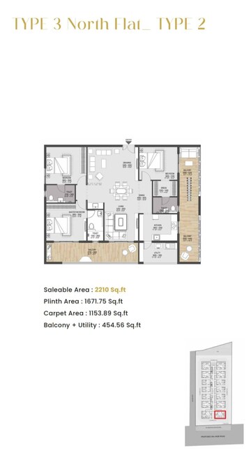 Floor Plan in 3 BHK Apartment at Velmala – for Sale