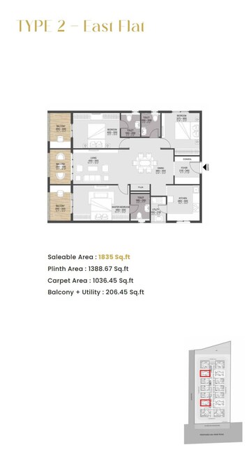 Floor Plan in 3 BHK Apartment at Velmala – for Sale