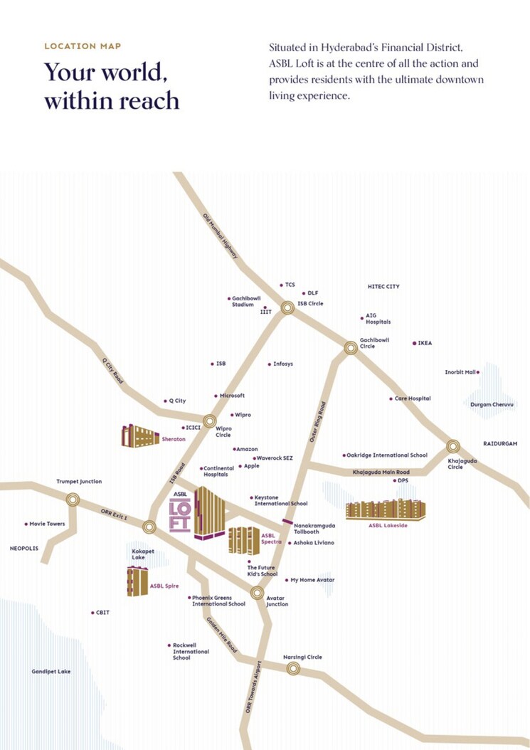 Map Location, asbl-loft 3 Bedroom 1695 Sq.Ft. Apartment In Financial District Hyderabad 7449543