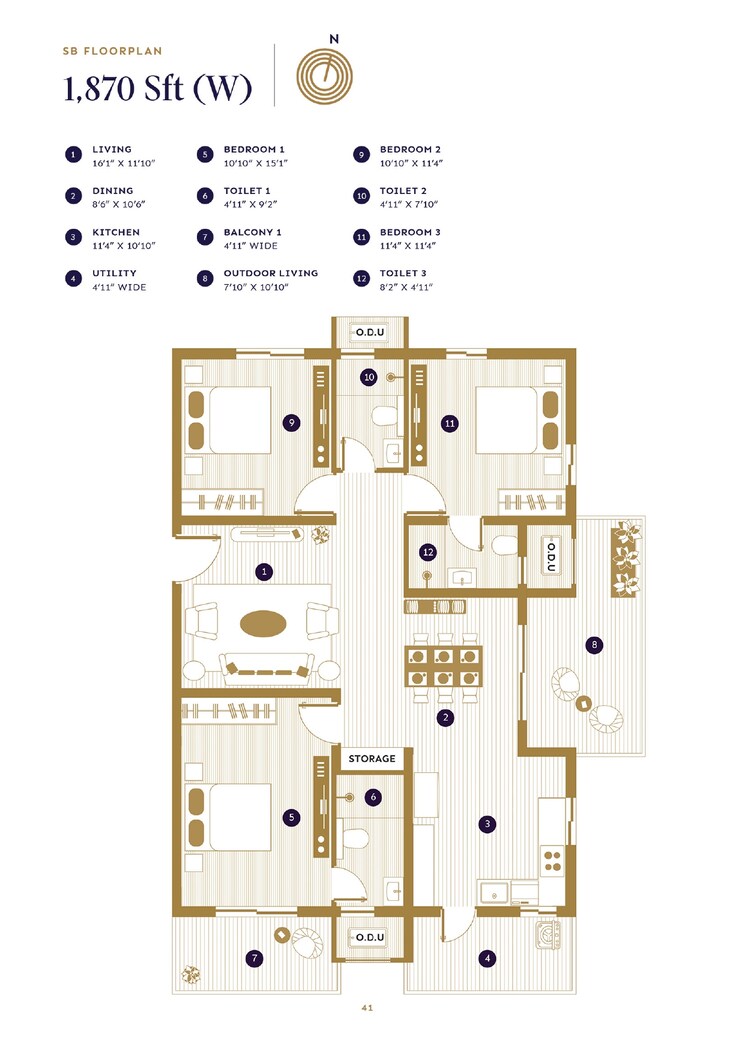 Floor Plan, asbl-loft 3 Bedroom 1695 Sq.Ft. Apartment In Financial District Hyderabad 7449543
