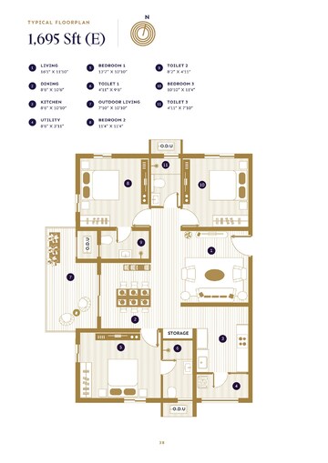 Floor Plan in 3 BHK Apartment at ASBL Loft, Financial District – for Sale