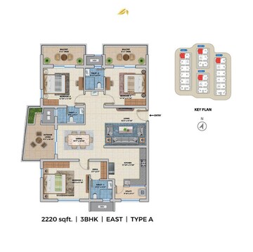 Floor Plan in 3 BHK Apartment at ASBL Spectra, Financial District – for Sale