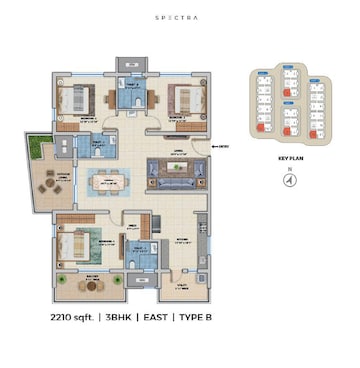 Floor Plan in 3 BHK Apartment at ASBL Spectra, Financial District – for Sale