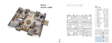 Floor Plan in 3 BHK Apartment at Pacifica Hillcrest Phase 2, Gachibowli – for Sale