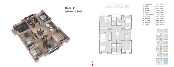 Floor Plan in 3 BHK Apartment at Financial District – for Sale