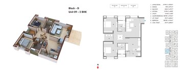 Floor Plan in 2 BHK Apartment at Financial District – for Sale