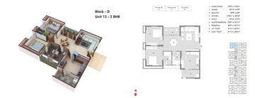 Floor Plan in 2 BHK Apartment at Financial District – for Sale