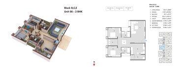 Floor Plan in 2 BHK Apartment at Financial District – for Sale