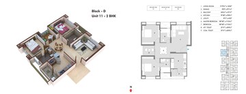 Floor Plan in 2 BHK Apartment at Financial District – for Sale