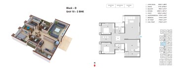 Floor Plan in 2 BHK Apartment at Financial District – for Sale