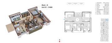 Floor Plan in 2 BHK Apartment at Financial District – for Sale