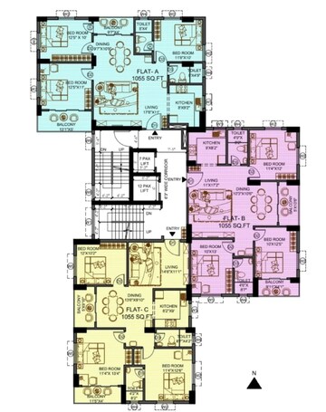 Floor Plan in 3 BHK Apartment at New Town – for Sale