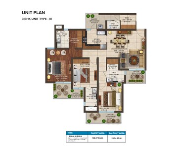Floor Plan in 3 BHK Apartment at Stellar One, Sector 1 Greater Noida – for Sale