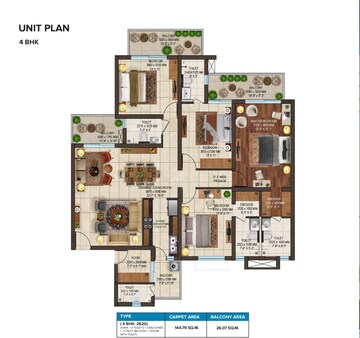 Floor Plan in 4 BHK Apartment at Stellar One, Sector 1 Greater Noida – for Sale
