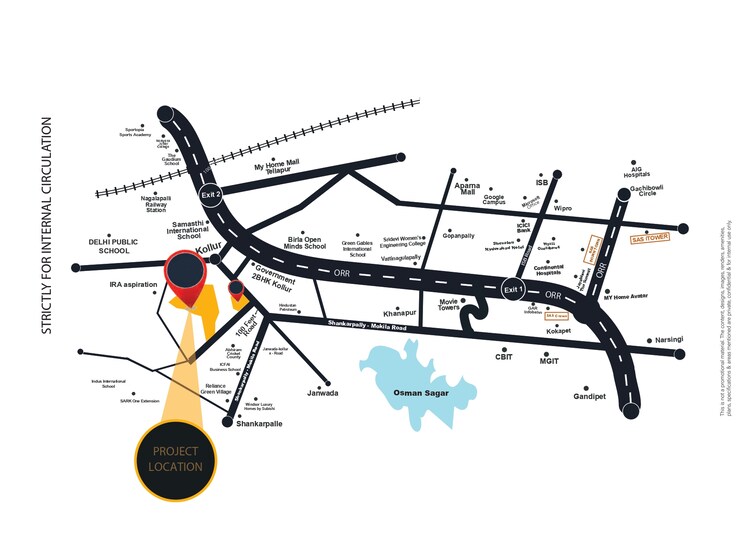 Map Location, kollur 3 Bedroom 1910 Sq.Ft. Apartment In Kollur Hyderabad 7459932