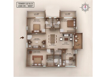 Floor Plan in 3 BHK Apartment at Kollur – for Sale