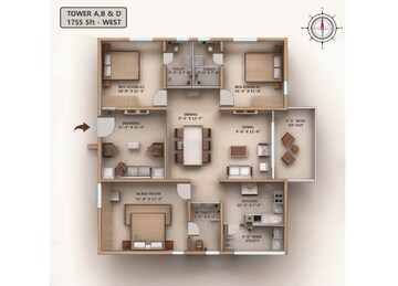Floor Plan in 3 BHK Apartment at Kollur – for Sale