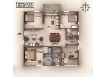 Floor Plan in 3 BHK Apartment at Kollur – for Sale