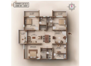 Floor Plan in 3 BHK Apartment at Kollur – for Sale