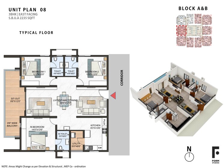 Floor Plan, greenspace-marvel 3 Bedroom 1890 Sq.Ft. Apartment In Manikonda Hyderabad 7460059