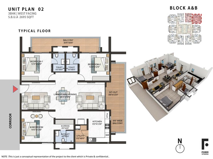 Floor Plan, greenspace-marvel 3 Bedroom 1890 Sq.Ft. Apartment In Manikonda Hyderabad 7460059