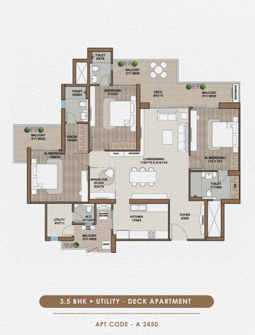 Floor Plan in 3.5 BHK Apartment at Smart World 113, Sector 113 – for Sale