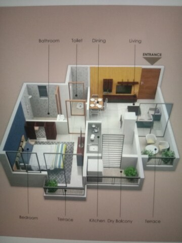 Floor Plan in 1 BHK Apartment at Kakade Panoramaa, Talegaon Dabhade – for Sale