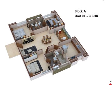 Floor Plan in 3 BHK Apartment at Pacifica Hill Crest, Gachibowli – for Sale