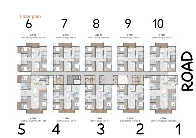 Floor Plan, miyapur 3 Bedroom 2545 Sq.Ft. Apartment In Miyapur Hyderabad 7471662