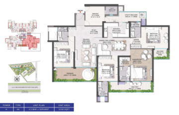 Floor Plan in 4 BHK Apartment at M3M Mansion, Sector 113 – for Sale