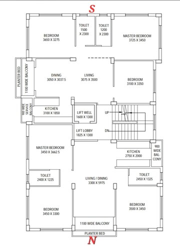 Floor Plan in 3 BHK Apartment at New Town Action Area 1 – for Sale