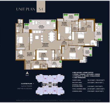 Floor Plan in 4 BHK Apartment at SKA Destiny One, Zeta I Greater Noida – for Sale