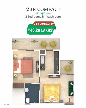 Floor Plan in 2 BHK Apartment at Sector 74 A – for Sale