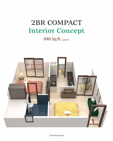 Floor Plan in 2 BHK Apartment at Sector 74 A – for Sale