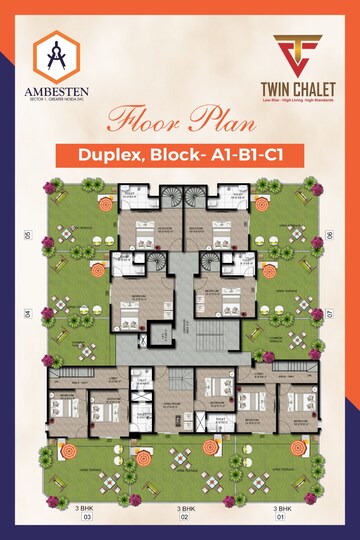 Floor Plan in 2 BHK Apartment at Ambesten Twin Corsage, Sector 1 Greater Noida – for Sale