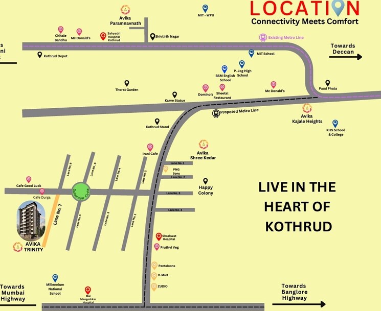 Map Location, avika-trinity 2 Bedroom 1305 Sq.Ft. Apartment In Kothrud Pune 7477993