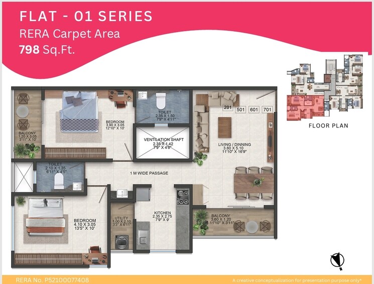 Floor Plan, avika-trinity 2 Bedroom 1305 Sq.Ft. Apartment In Kothrud Pune 7477993