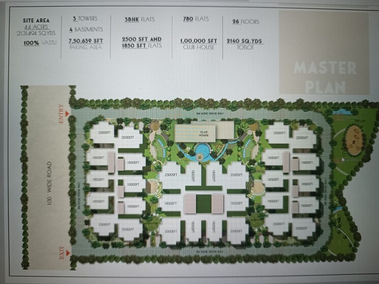 Master Plan, kukatpally 3 Bedroom 2500 Sq.Ft. Apartment In Kukatpally Hyderabad 7483665