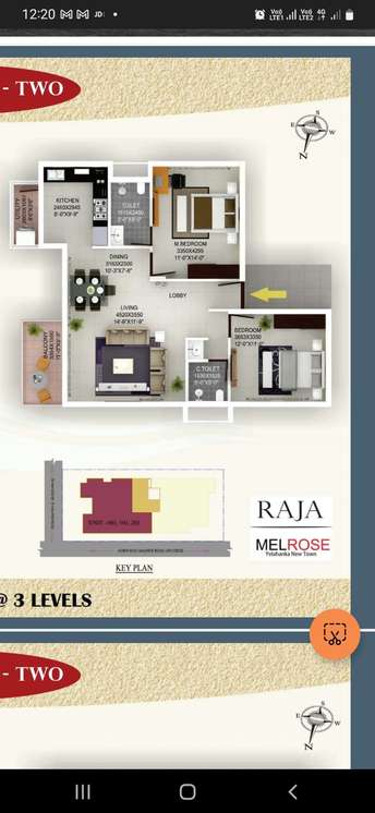 2 BHK Apartment For Resale in Raja Melrose Yelahanka New Town Bangalore  7485312