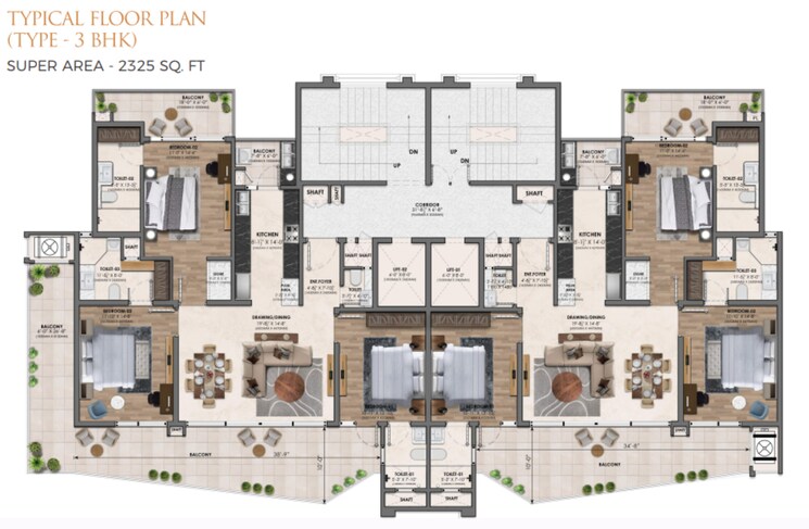 Floor Plan, patiala road 4 Bedroom 3685 Sq.Ft. Apartment In Patiala Road Zirakpur 7485946