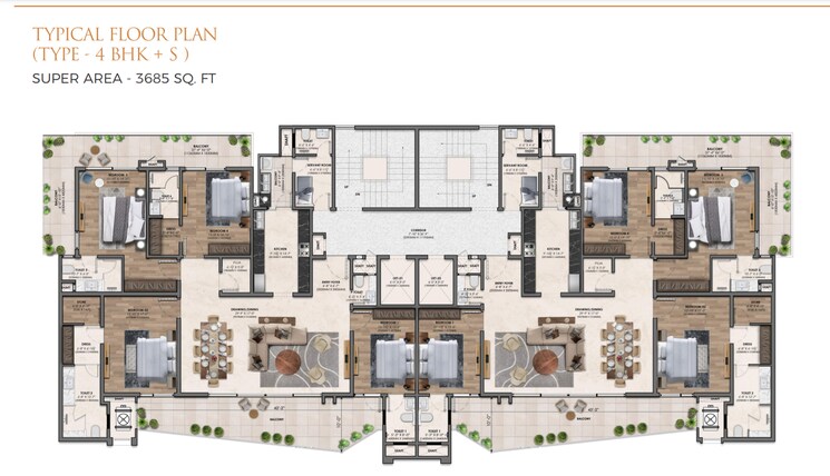 Floor Plan, patiala road 4 Bedroom 3685 Sq.Ft. Apartment In Patiala Road Zirakpur 7485946