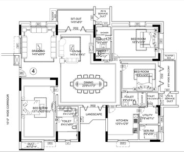 Floor Plan in 3 BHK Apartment at Jayabheri Orange County, Gachibowli – for Sale