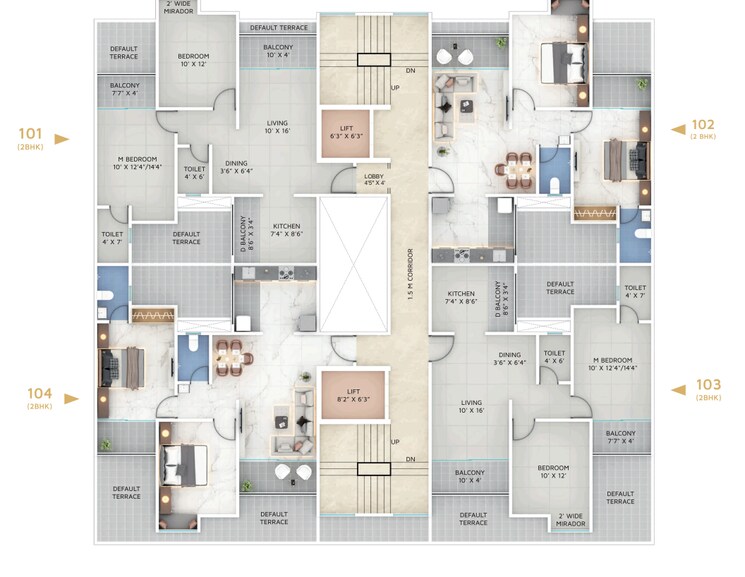 Floor Plan, akshay-yash-grecia 2 Bedroom 706 Sq.Ft. Apartment In Dhanori Pune 7486638